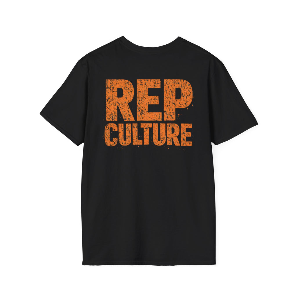 REP Culture Graphic Tee — Distressed Orange Back Print