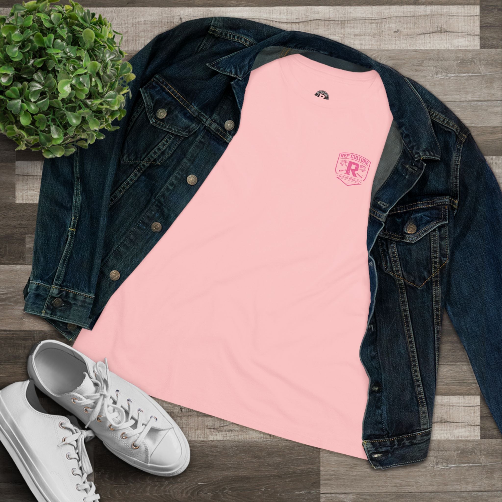 Women's Tee — "Girls Like To Rep Too" Pink Script Back Print