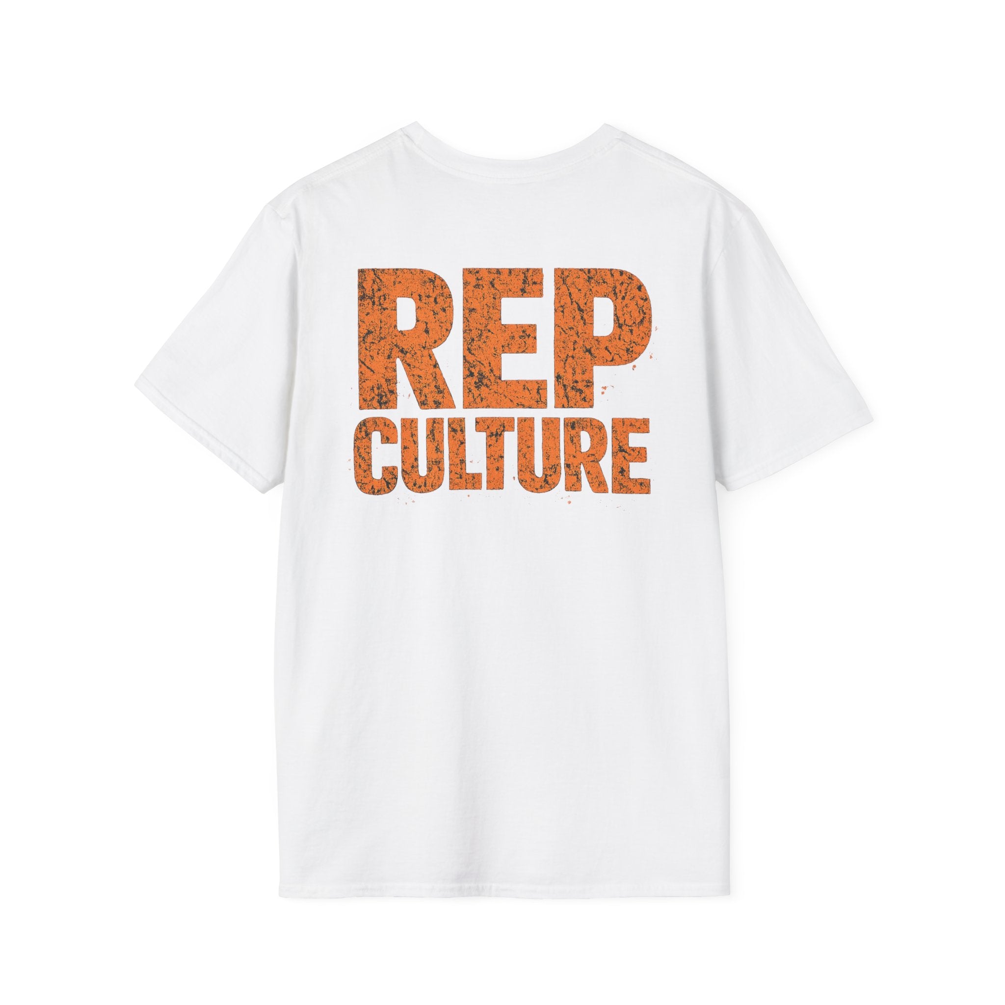 REP Culture Graphic Tee — Distressed Orange Back Print