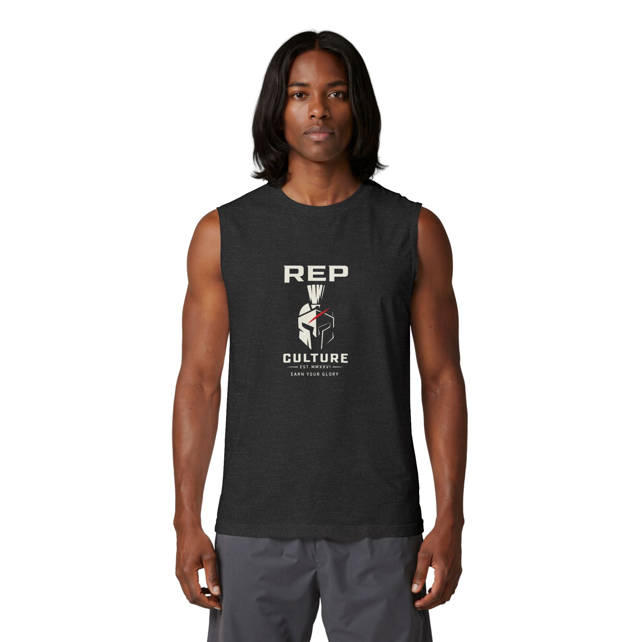Rep Culture Spartan Logo "Earn Your Glory" Muscle Tank Athletic Gymwear