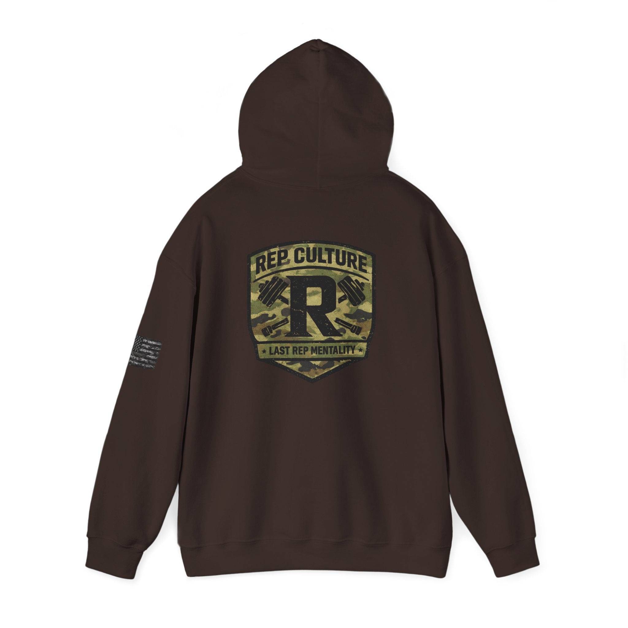 Camo Shield Logo Hoodie — Rep Culture Military Patch Sweatshirt