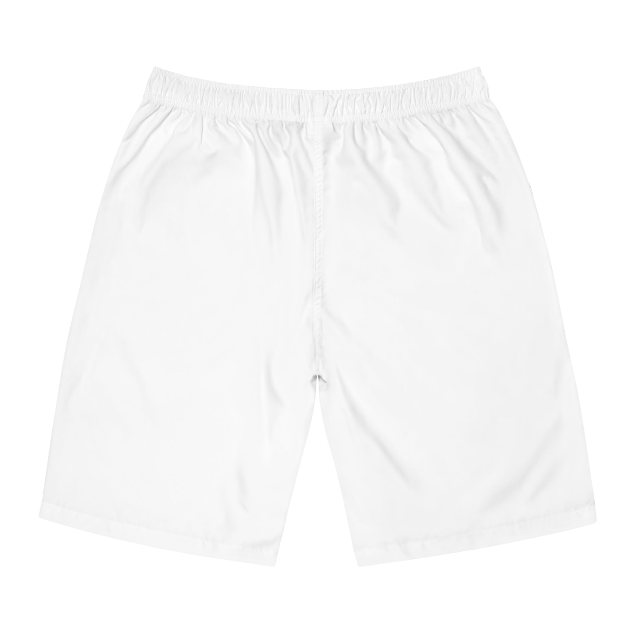 Retro Surf Logo Board Shorts — Men's White Swim Trunks