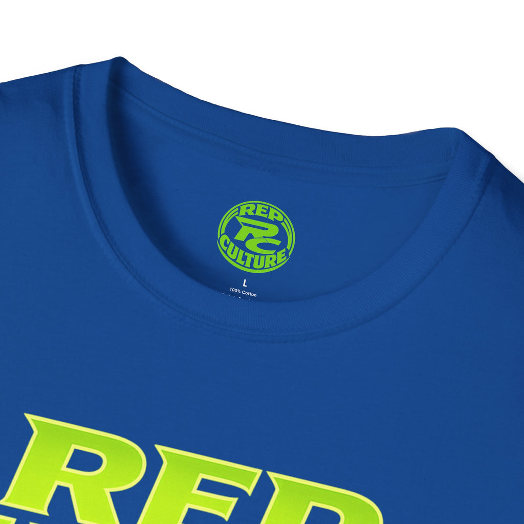 Rep Culture T‑Shirt — Bold Neon Logo Athletic Streetwear