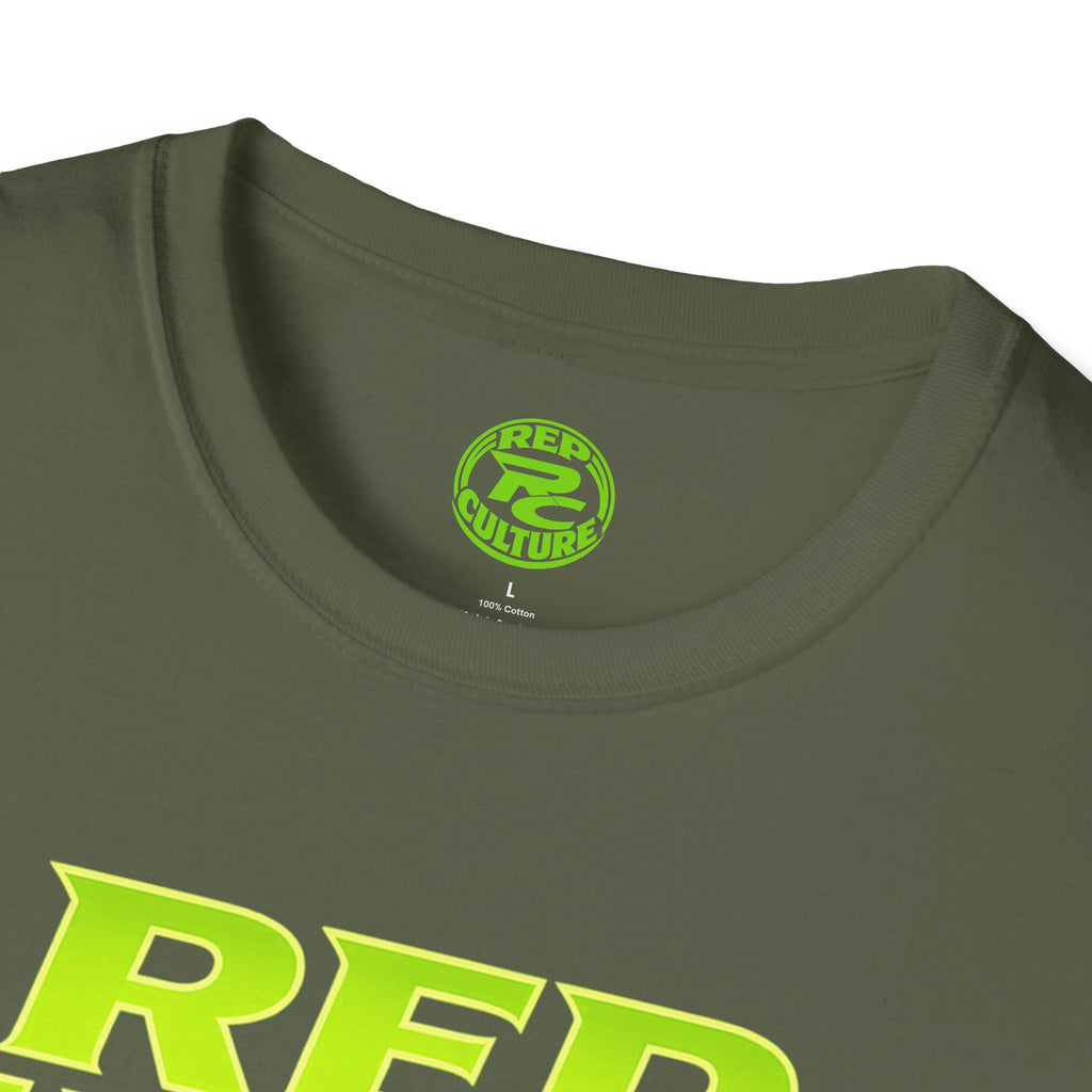 Rep Culture T‑Shirt — Bold Neon Logo Athletic Streetwear