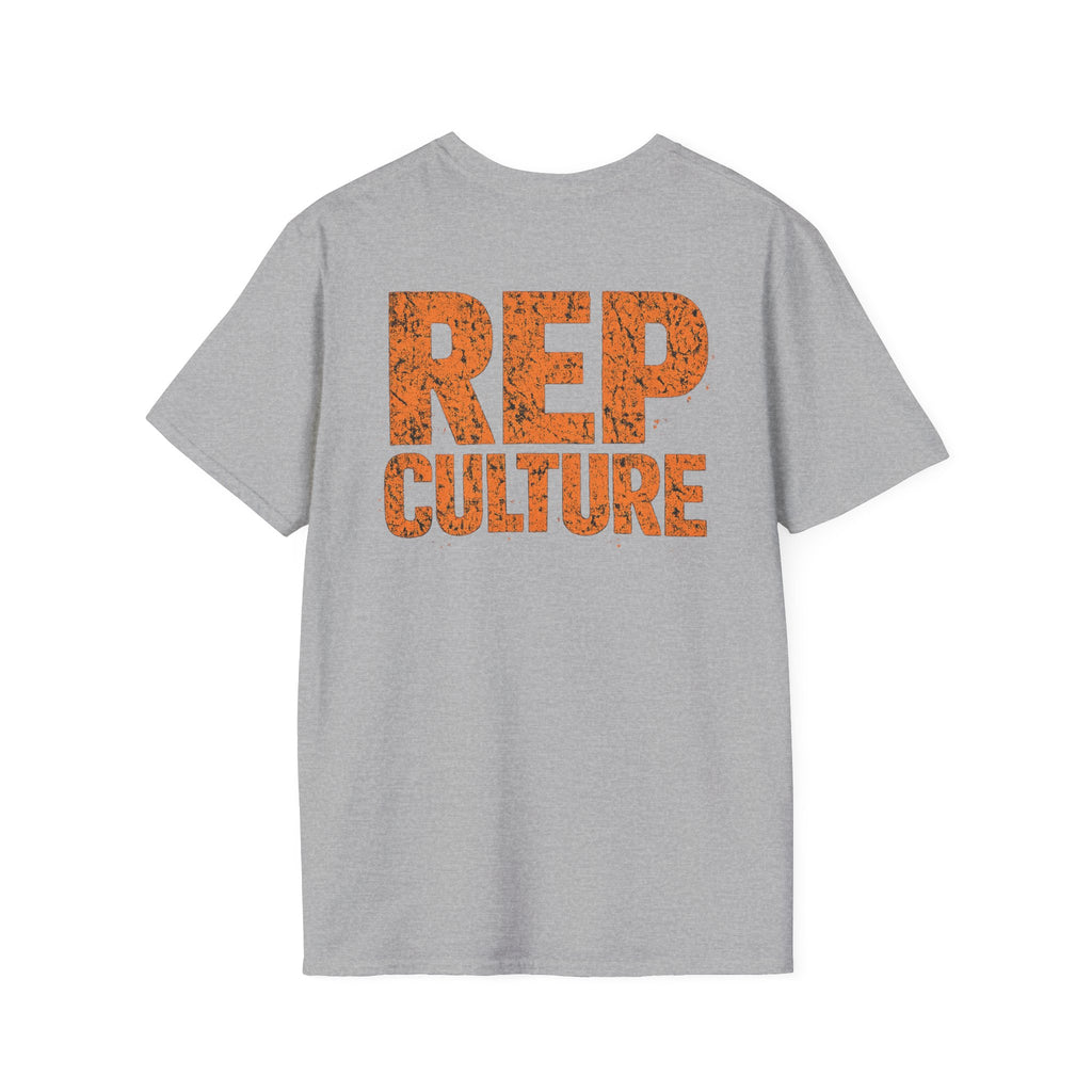 REP Culture Graphic Tee — Distressed Orange Back Print