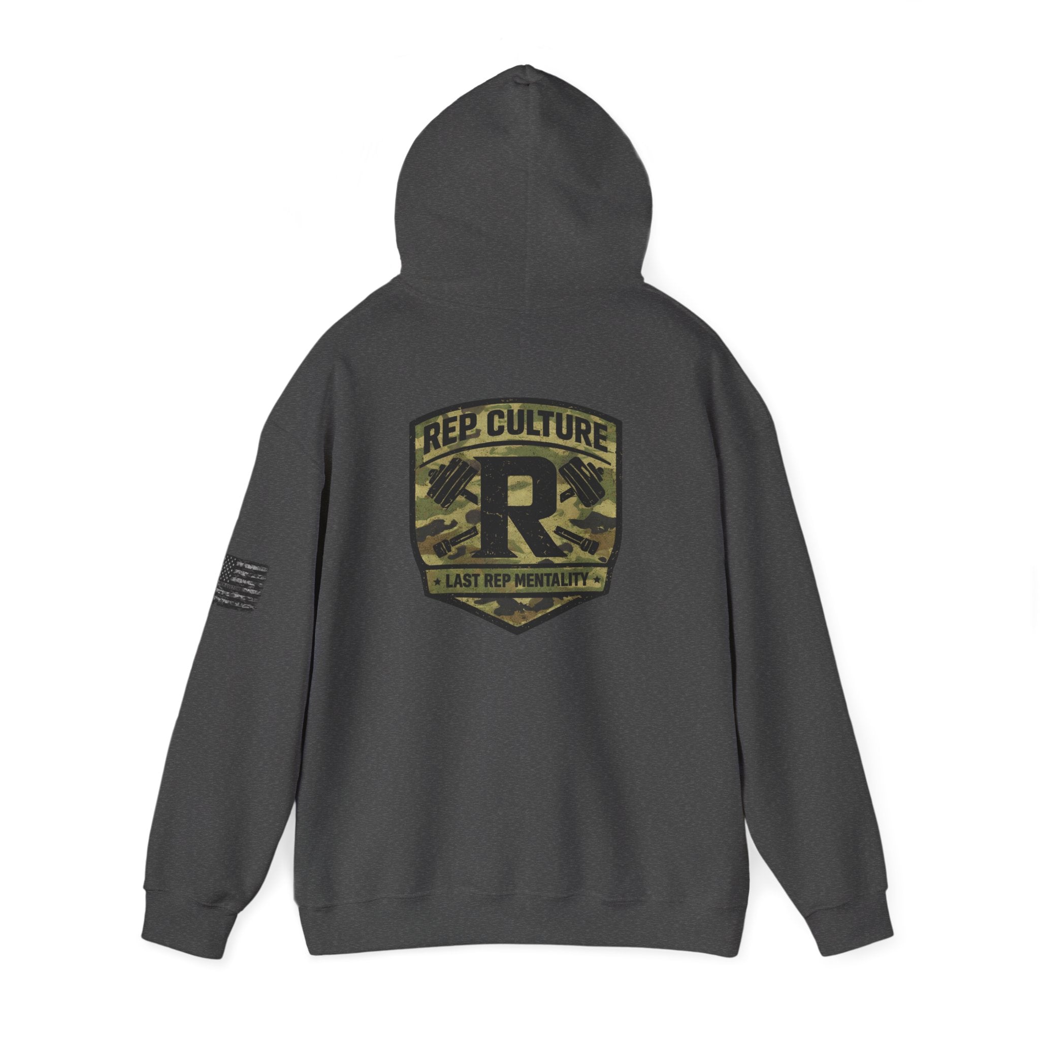 Camo Shield Logo Hoodie — Rep Culture Military Patch Sweatshirt