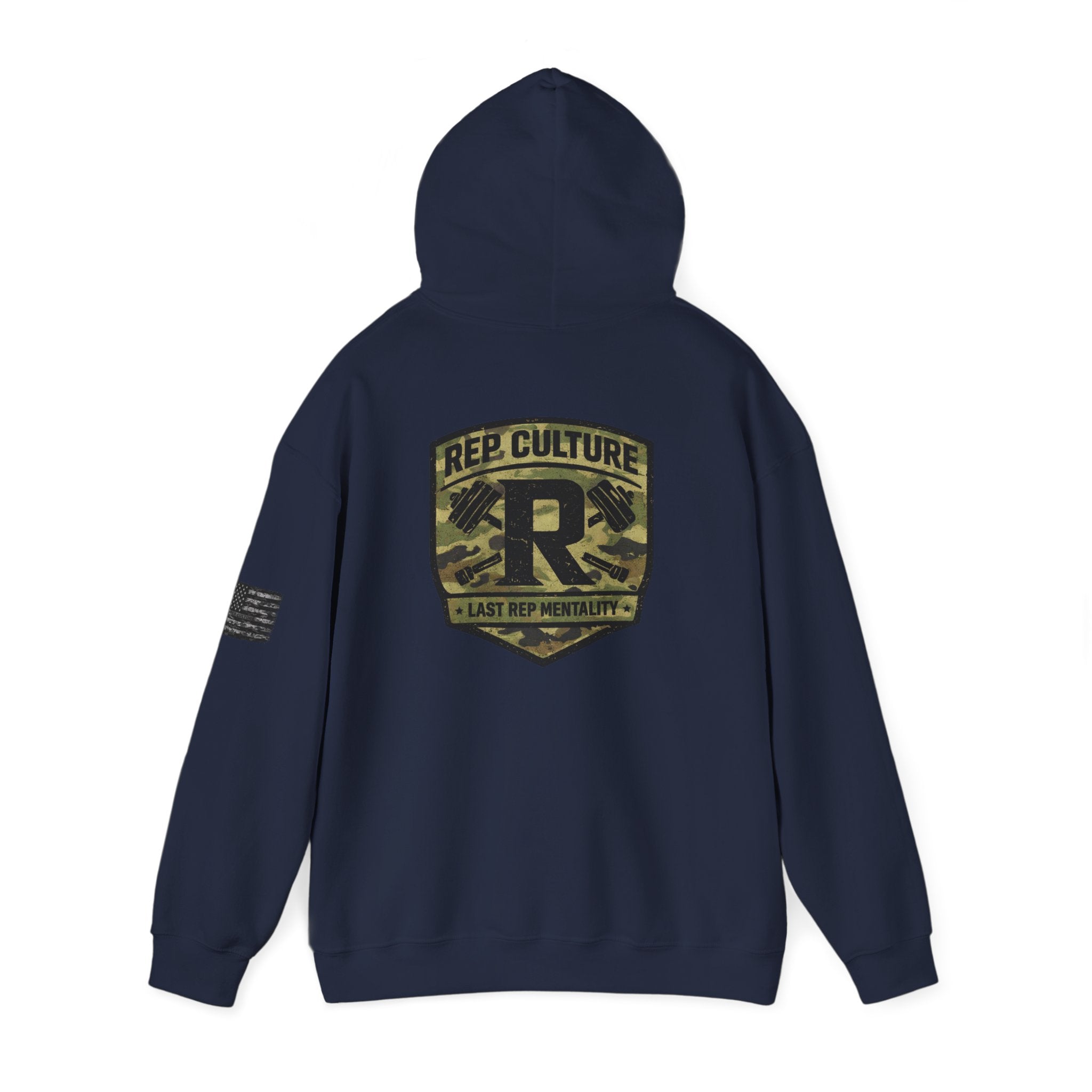Camo Shield Logo Hoodie — Rep Culture Military Patch Sweatshirt
