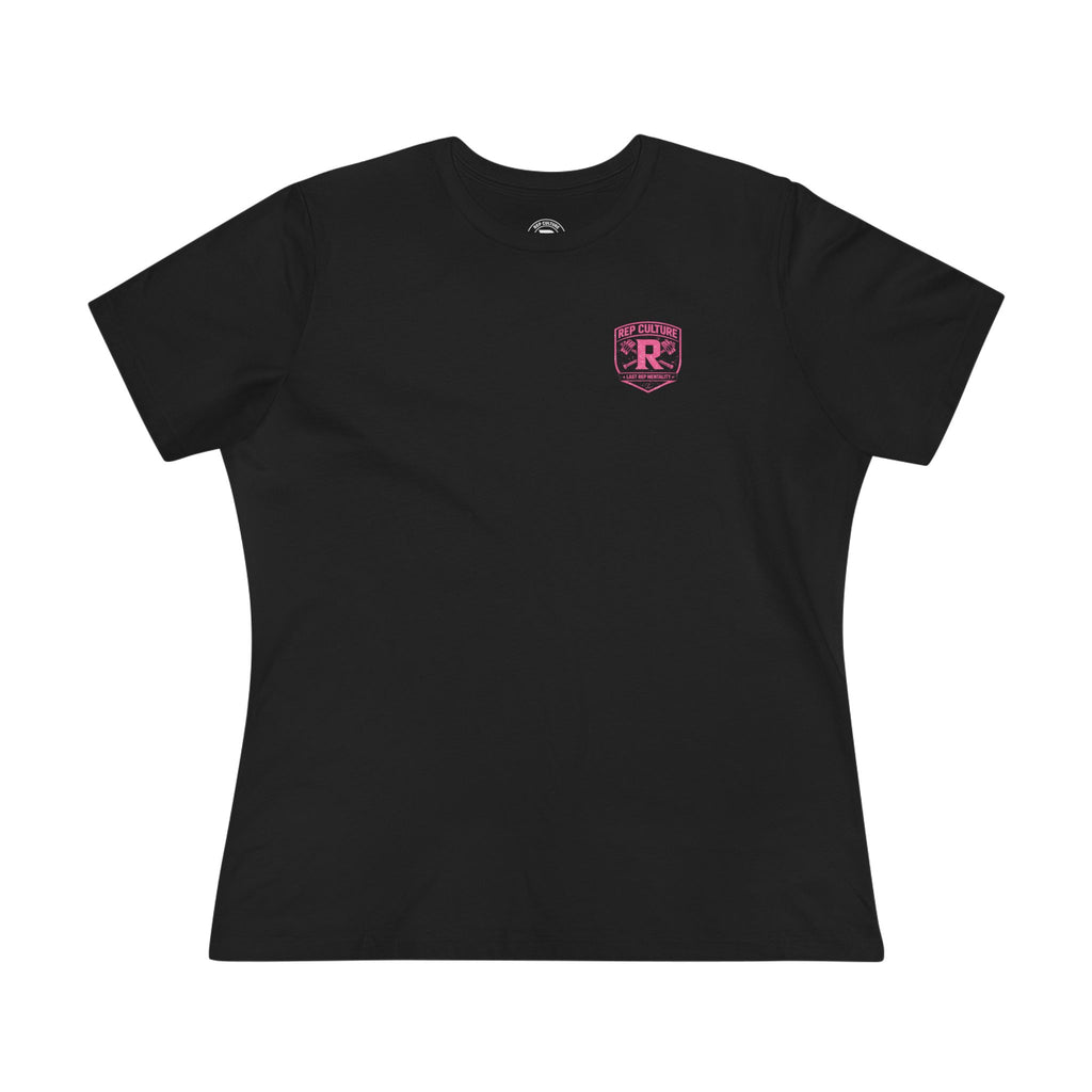 Women's Tee — "Girls Like To Rep Too" Pink Script Back Print