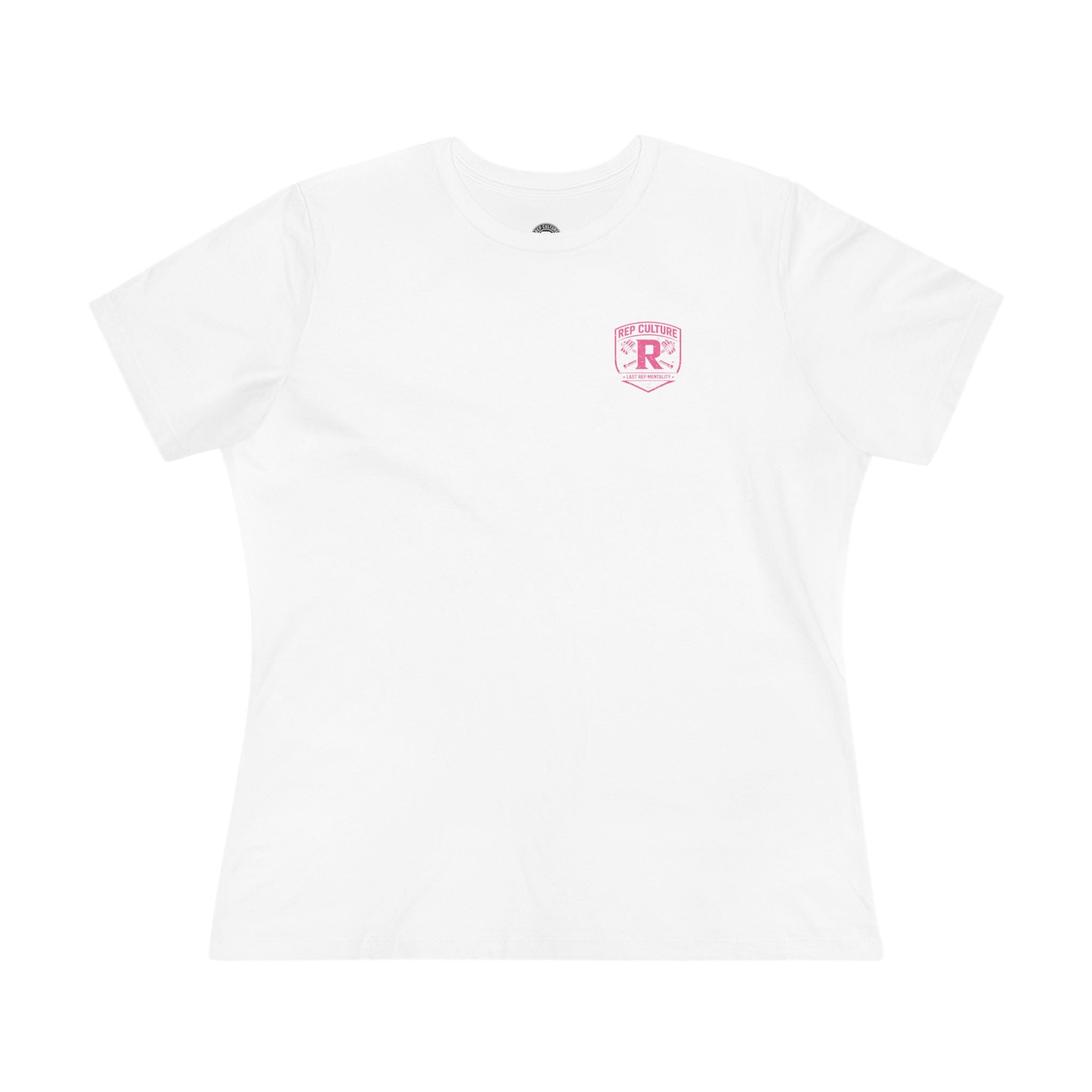 Women's Tee — "Girls Like To Rep Too" Pink Script Back Print